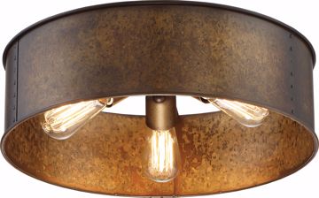 Picture of NUVO Lighting 60/5893 Kettle - 3 Light Flush Fixture with 60w Vintage Lamps Included; Weathered Brass Finish