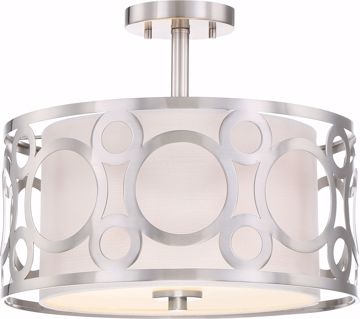 Picture of NUVO Lighting 60/5948 Filigree - 2 Light Semi Flush Mount - White Linen Fabric Shade - Beige Linen Fabric Shade