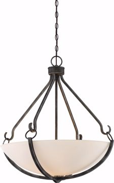 Picture of NUVO Lighting 60/6125 4 Light - Sherwood Pendant - Iron Black with Brushed Nickel Accents Finish - Frosted Etched Glass