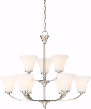 Picture of NUVO Lighting 60/6209 Fawn 9 Light Chandelier Fixture - Brushed Nickel Finish