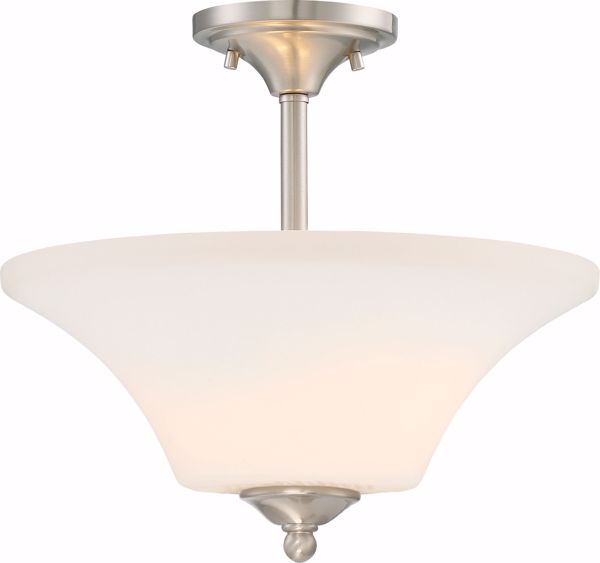 Picture of NUVO Lighting 60/6212 Fawn 2 Light Semi Flush Fixture - Brushed Nickel Finish