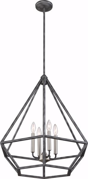 Picture of NUVO Lighting 60/6261 Orin 4 Light Pendant Fixture - Iron Black with Brushed Nickel Accents Finish