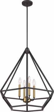 Picture of NUVO Lighting 60/6361 Orin 4 Light Pendant Fixture - Aged Bronze With Brass Accents Finish