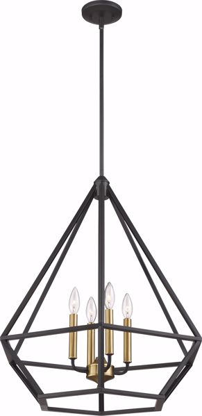 Picture of NUVO Lighting 60/6361 Orin 4 Light Pendant Fixture - Aged Bronze With Brass Accents Finish