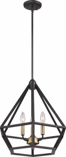 Picture of NUVO Lighting 60/6362 Orin 3 Light Pendant Fixture - Aged Bronze With Brass Accents Finish