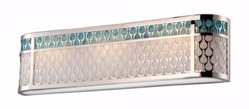 Picture of NUVO Lighting 62/144 Raindrop - 3 Module Vanity with White Glass and removable Aquamarine insert