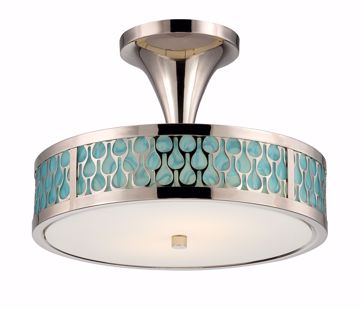 Picture of NUVO Lighting 62/145 Raindrop - 2 Module Semi-Flush Dome with White Glass and removable Aquamarine insert