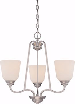 Picture of NUVO Lighting 62/369 Calvin - 3 Light Chandelier with Satin White Glass - LED Omni Included
