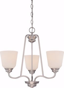 Picture of NUVO Lighting 62/369 Calvin - 3 Light Chandelier with Satin White Glass - LED Omni Included