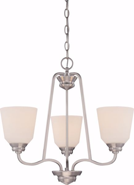 Picture of NUVO Lighting 62/369 Calvin - 3 Light Chandelier with Satin White Glass - LED Omni Included