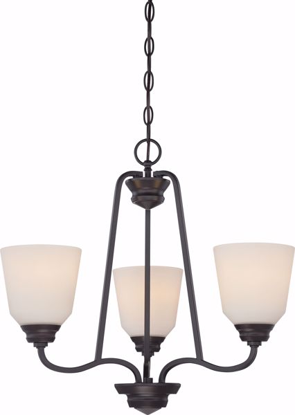 Picture of NUVO Lighting 62/379 Calvin - 3 Light Chandelier with Satin White Glass - LED Omni Included