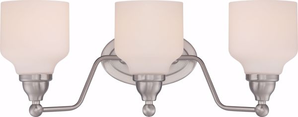 Picture of NUVO Lighting 62/388 Kirk - 3 Light Vanity Fixture with Satin White Glass - LED Omni Included