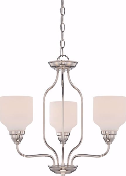 Picture of NUVO Lighting 62/389 Kirk - 3 Light Chandelier with Satin White Glass - LED Omni Included