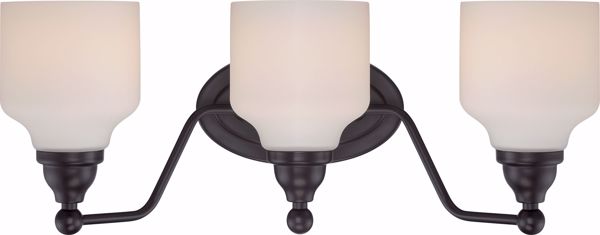 Picture of NUVO Lighting 62/398 Kirk - 3 Light Vanity Fixture with Satin White Glass - LED Omni Included