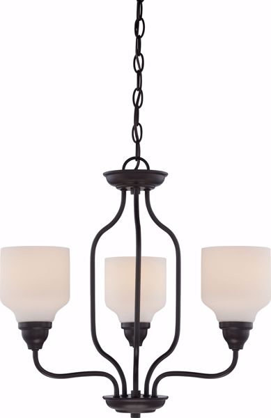 Picture of NUVO Lighting 62/399 Kirk - 3 Light Chandelier with Satin White Glass - LED Omni Included