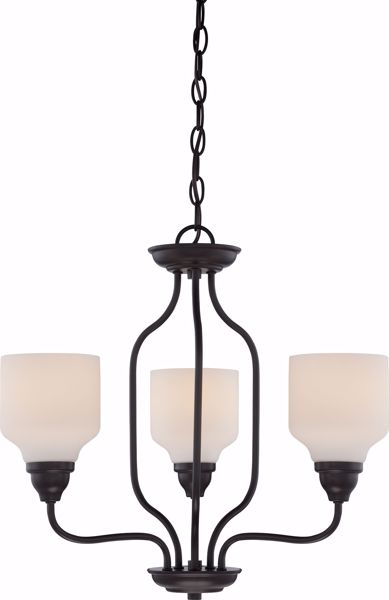 Picture of NUVO Lighting 62/399 Kirk - 3 Light Chandelier with Satin White Glass - LED Omni Included