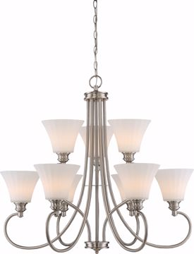 Picture of NUVO Lighting 62/810 Tess 9 Light Chandelier; Brushed Nickel Finish