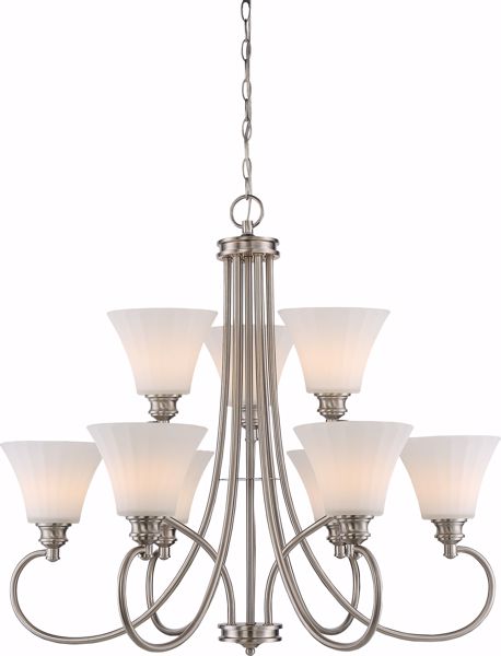 Picture of NUVO Lighting 62/810 Tess 9 Light Chandelier; Brushed Nickel Finish