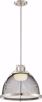 Picture of NUVO Lighting 62/882 Tex - Large LED Pendant ; Brushed Nickel / Black Mesh Finish