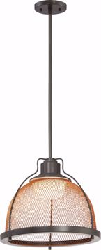 Picture of NUVO Lighting 62/887 Tex - Large LED Pendant ; Dark Bronze / Copper Mesh Finish