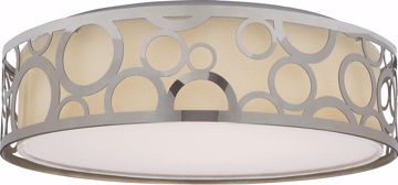 Picture of NUVO Lighting 62/988 15" Filigree LED Decor Flush Mount Fixture - Polished Nickel Finish - White Fabric Shade
