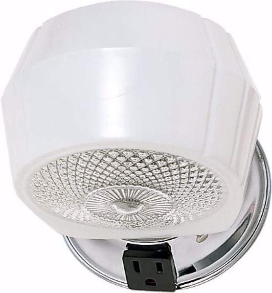 Picture of NUVO Lighting SF77/121B 1 Light - 5" - Vanity - with White; Crystal Bottom Shade & Conv Outlet