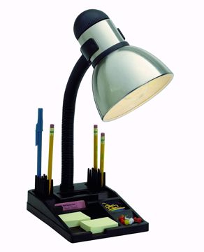 Picture of SATCO Lighting SF76/356 Goose Neck Desk Lamp; Steel / Black Finish; Organization Tray Base