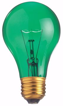 Picture of SATCO S6081 25W A19 TRANS. GREEN 130V Incandescent Light Bulb
