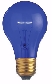Picture of SATCO S6082 25W A19 TRANS. BLUE 130V Incandescent Light Bulb