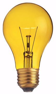 Picture of SATCO S6083 25W A19 TRANS. YELLOW 130V Incandescent Light Bulb