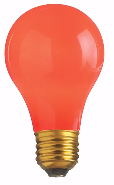 Picture of SATCO S6090 25W A19 CERAMIC RED 130V. Incandescent Light Bulb