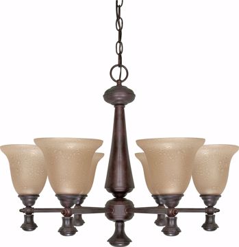Picture of NUVO Lighting 60/100 Mericana - 6 Light - 26" - Chandelier - with Amber Water Glass
