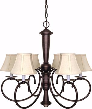 Picture of NUVO Lighting 60/101 Mericana - 6 Light - 27" - Chandelier - with Natural Linen Shades