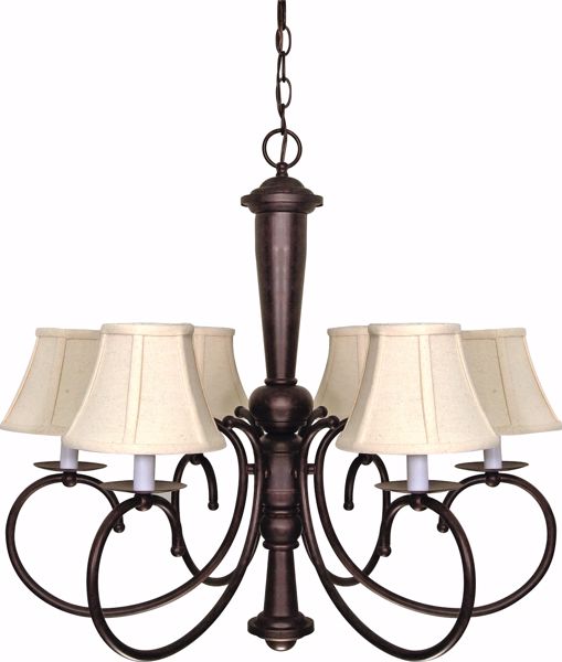 Picture of NUVO Lighting 60/101 Mericana - 6 Light - 27" - Chandelier - with Natural Linen Shades