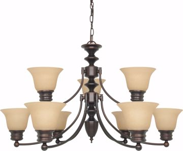 Picture of NUVO Lighting 60/1275 Empire 9 Light 32" Chandelier with Champagne Linen Washed Glass