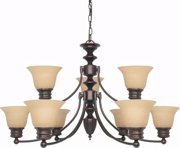 Picture of NUVO Lighting 60/1275 Empire 9 Light 32" Chandelier with Champagne Linen Washed Glass