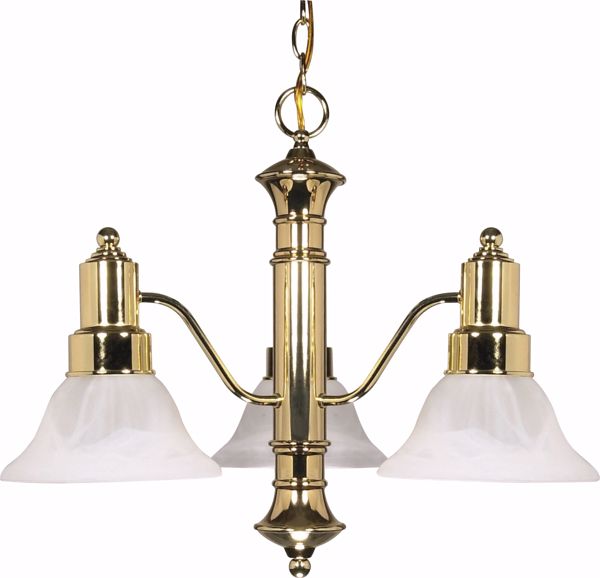 Picture of NUVO Lighting 60/194 Gotham - 3 Light - 23" - Chandelier - with Alabaster Glass Bell Shades