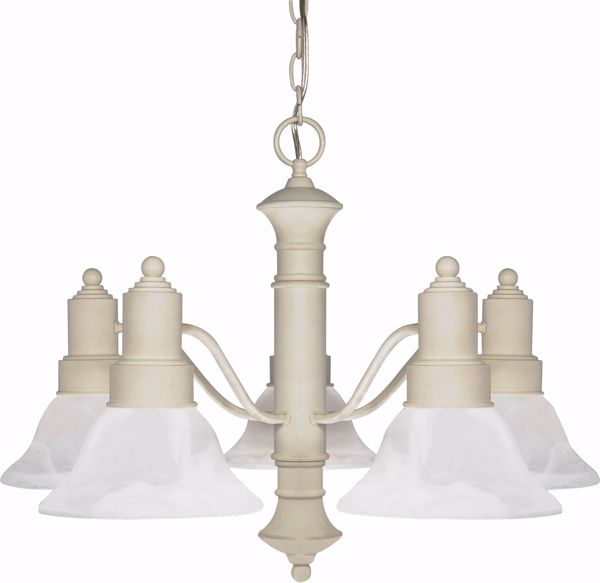 Picture of NUVO Lighting 60/195 Gotham - 5 Light - 25" - Chandelier - with Alabaster Glass Bell Shades