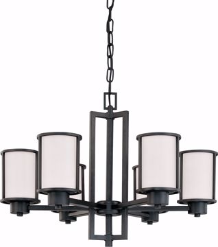 Picture of NUVO Lighting 60/2975 Odeon - 6 Light (convertible up/down) Chandelier with Satin White Glass