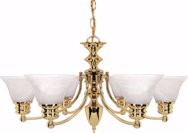 Picture of NUVO Lighting 60/357 Empire - 6 Light - 26" - Chandelier - with Alabaster Glass Bell Shades