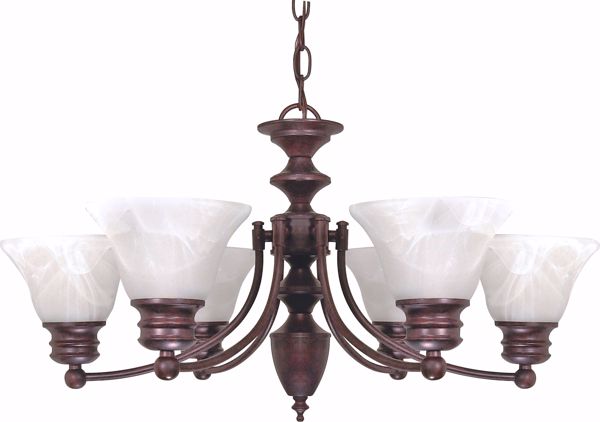 Picture of NUVO Lighting 60/358 Empire - 6 Light - 26" - Chandelier - with Alabaster Glass Bell Shades