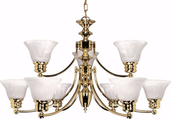 Picture of NUVO Lighting 60/361 Empire - 9 Light - 32" - Chandelier - with Alabaster Glass Bell Shades; 2 Tier