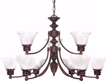 Picture of NUVO Lighting 60/362 Empire - 9 Light - 32" - Chandelier - with Alabaster Glass Bell Shades; 2 Tier