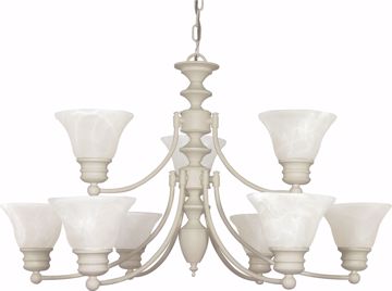 Picture of NUVO Lighting 60/363 Empire - 9 Light - 32" - Chandelier - with Alabaster Glass Bell Shades; 2 Tier
