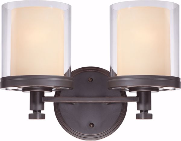 Picture of NUVO Lighting 60/4542 Decker - 2 Light Vanity Fixture with Clear & Cream Glass