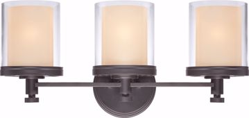Picture of NUVO Lighting 60/4543 Decker - 3 Light Vanity Fixture with Clear & Cream Glass