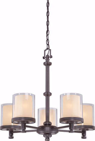 Picture of NUVO Lighting 60/4545 Decker - 5 Light Chandelier with Clear & Cream Glass