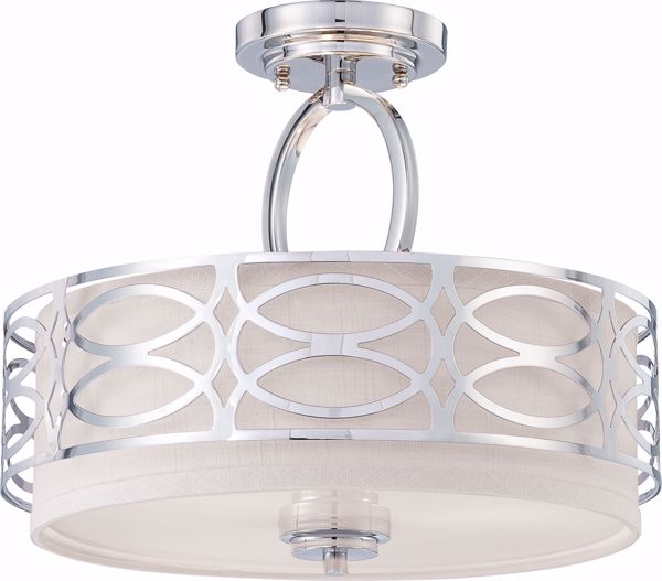 Picture of NUVO Lighting 60/4629 Harlow - 3 Light Semi Flush Fixture with Slate Gray Fabric Shade