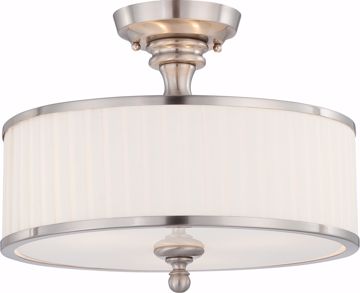 Picture of NUVO Lighting 60/4737 Candice - 3 Light Semi Flush Fixture with Pleated White Shade