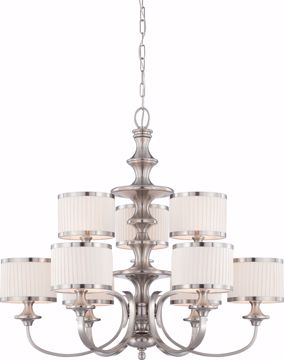 Picture of NUVO Lighting 60/4739 Candice - 9 Light Chandelier with Pleated White Shades